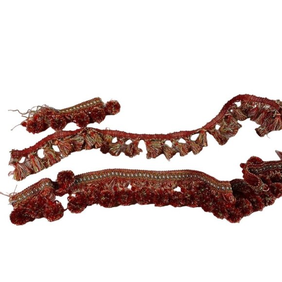 Ball Fringe Trim Attached Beads 1 Yard u Decorative Accent Orange Red Blue Yello - Picture 6 of 7